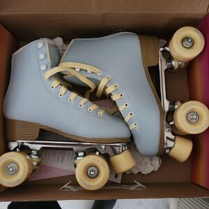Light blue roller skates
